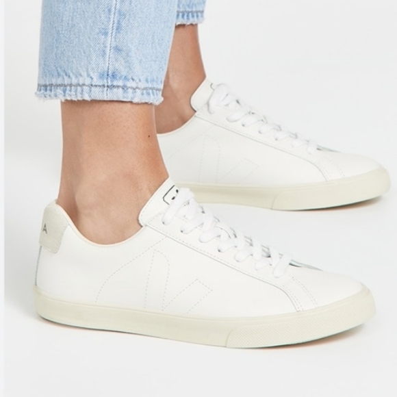 Veja Esplar White Leather Low Top Sneakers Size 7 - Picture 2 of 12